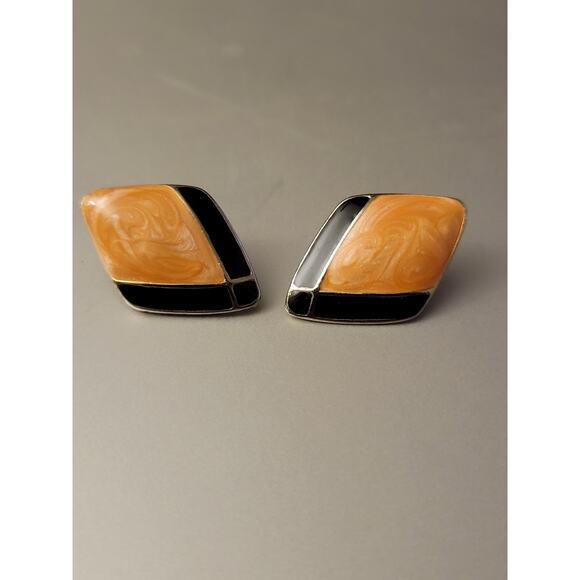 Enamel Geometric Stud Earrings - Picture 1 of 4